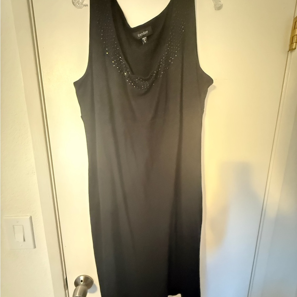 Karen Kane Black Knit Crew Neck dress with sequin around neckline